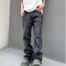 Men's Clothing Washed gray destroyed vintage jeans straight loose black flared trousers men's one piece drop shipping_mkmklike.com