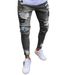 Suitable For All Seasons Badge Jeans Trendy Knee Zipper Skinny Pants Ripped Men's Denim Trousers_mkmklike.com