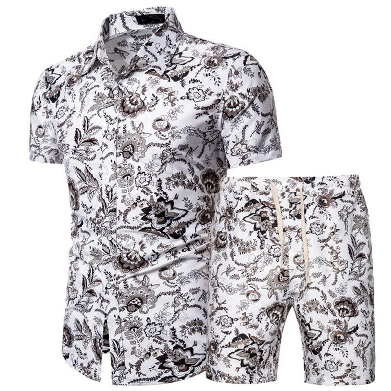 Men's Clothing Short Sleeve Shirt Printed Shirt Set _mkmklike.com