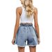 Women's Clothing Summer New Washed Elastic Waist Denim Flower Bud Shorts Trend_mkmklike.com