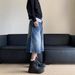 Men's American Style Lightning Crackle Pattern Cropped Jeans Summer Whiskered Washed Straight Leg Loose Fit Wide Leg 7/8 Length Shorts_mkmklike.com
