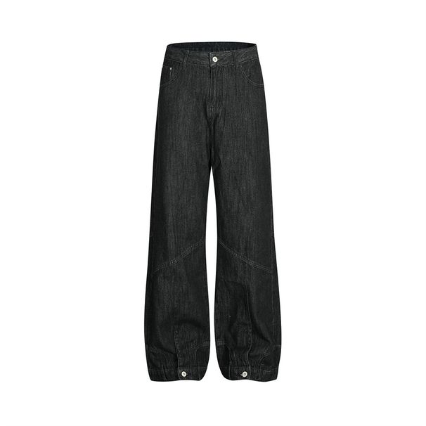 Unique Design Reverse-Wear Pocket Denim Men's Vibe Trendy Brand Split Patchwork Wide-Leg Straight Pants_mkmklike.com