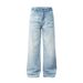 Men's Light Blue Washed Distressed Wide Leg Jeans Retro American Style High Street Baggy Straight Leg Floor Length_mkmklike.com