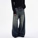 Vintage Washed Pattern Jeans For Men, Trendy New Versatile High Street American Casual Wide-Leg Comfortable Slim-Fit_mkmklike.com