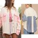 Women's Clothing Women's Casual Washed Denim Jacket Color Block Lapel Distressed Frayed Edges American Retro Style Spring Summer_mkmklike.com