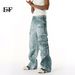 EF JEANS | 2025 Spring New Niche Heavy Industry Gradual Change Spray Color Do Old Multi Pocket Wide Leg Cargo Pants Tide_mkmklike.com