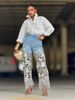 Women's Clothing Lace Trim Denim Jeans For Women – Relaxed Fit High Waist, Distressed Wash, Cotton Stretch Comfort (Blue)_mkmklike.com