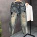 Men's Clothing Street Washed Distressed Fashion Jeans For Men Spring And Autumn Straight Loose \High Street Vibe Style Long Pants_mkmklike.com