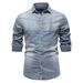 Men's Clothing Denim Shirt Casual Solid Color Long Sleeve Denim Shirt_mkmklike.com