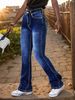 K Embroidered Pocket Low-waist Slim-fitting Denim Trousers For Women_mkmklike.com