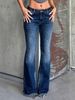 Vintage-Inspired Flare Jeans For Women – Stretchy Bootcut Denim Pants With Distressed Wash (XS-XL, Cotton-Polyester Blend, Y2K Retro Style)_mkmklike.com