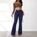 Women's Clothing Buttoned Up Slim Fit Bootcut Jeans For Women High Waisted Spliced trousers_mkmklike.com