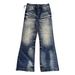 Men's American Retro Blue Washed Denim Jeans Straight Leg High Street Style Mid Waist Long Cotton Non-Stretch_mkmklike.com