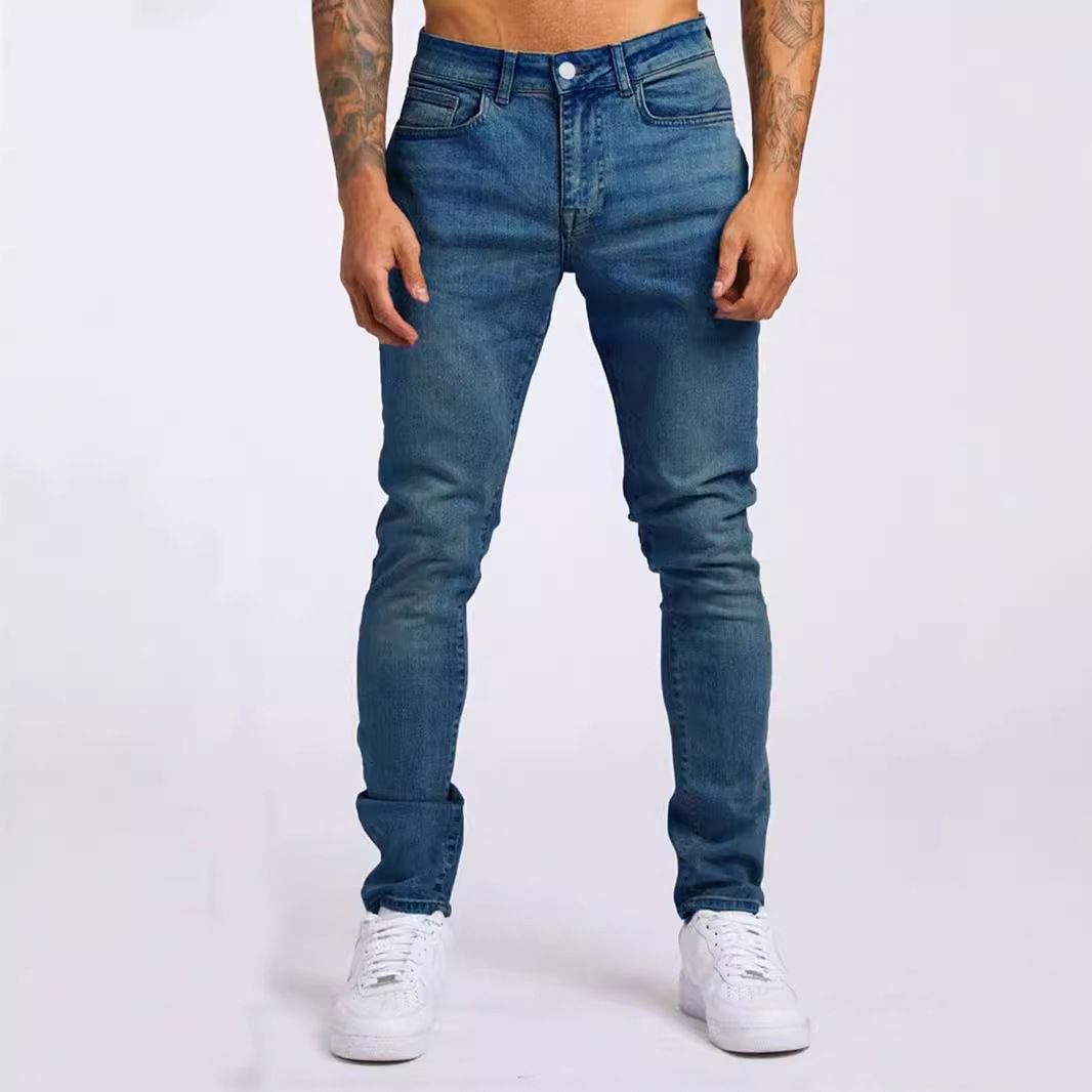 Men's Clothing Jeans Ins Trendy Slim Denim Trousers_mkmklike.com