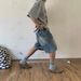 Unisex Casual High End Heavyweight Washed Denim Shorts Mid Length With Front Back Patchwork Design Retro Wide Leg Five Point Shorts_mkmklike.com