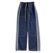Men's Patchwork Straight Leg Cargo Jeans Loose Wide Leg Street Style Cool And Edgy Autumn Winter Trendy Brand Design_mkmklike.com