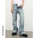 Men's Clothing High Street Flared Jeans Retro Washed Loose Straight Mopping Pants_mkmklike.com