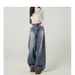 Vintage Blue High Street Loose Wide-leg Jeans Women's Trend Versatile American Design High Waist Hanging Scimitar Trousers_mkmklike.com