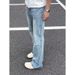 Men’s Blue Lightning Wash Jeans – Slim Fit Bootcut Pants With Straight-Leg Styling (Blue/Black, Sizes S-3XL)_mkmklike.com