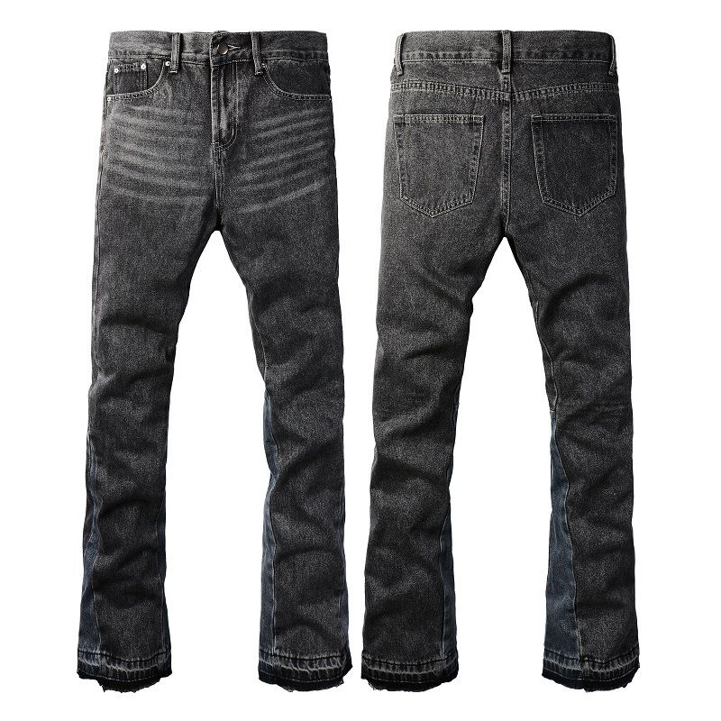 Men's Clothing Gradient Contrast Color Matching, Whitening, Flared Washed Jeans, Flared Jeans_mkmklike.com