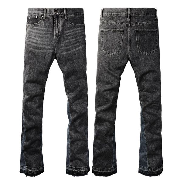 Men's Clothing Gradient Contrast Color Matching, Whitening, Flared Washed Jeans, Flared Jeans_mkmklike.com