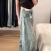 Women's High-Waisted Wide Leg Jeans Retro Washed Distressed Scimitar Design Straight Leg Floor-Length Summer Jeans_mkmklike.com