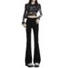 ELLE Black Jeans For Women, Spring And Autumn 2025 New High Waist Slim Fit Stretch Flared Pants_mkmklike.com