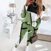 Women's Clothing 2024 new two piece set contrast color printing long sleeved round neck casual fashion suit_mkmklike.com
