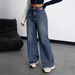New Women's High-Waisted Wide Leg Jeans Loose Fit Straight Leg Slimming Fashionable Versatile Washed_mkmklike.com