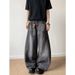 Pulse American Retro INS Washed Ink Splash Jeans For Men Summer Niche Vintage Loose Casual Wide-Leg Scimitar Pants_mkmklike.com