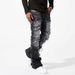 Men's Clothing Straight Leg Jeans - Stretch Denim Pants With Patchwork Details, Trendy Streetwear For Casual & Urban Style (S-XL, Black/Grey)_mkmklike.com