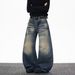 Men's Vintage Washed Loose Fit Jeans – Retro Blue Denim Pants With Cat Whisker & Bamboo Stripes | Baggy Wide-Leg Streetwear Style_mkmklike.com