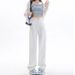 2025 Spring/Summer New White Loose Wide-Leg Straight High-Waisted Floor-Length Women's Jeans, Cotton, Wholesale From_mkmklike.com