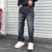 Men's Clothing Jeans for boys, cool and stylish brand, loose jacquard high street straight pants, plaid casual black denim trousers_mkmklike.com