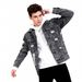 Men's Clothing Men's Trendy Distressed Denim Jacket Snowflake Washed Design Casual Wear For Formal & Casual_mkmklike.com