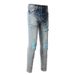 Men's Clothing High Street American Jeans Men's Fashion Brand Men's Ripped Patch Fashion Beggar Jeans Men's Korean Version 1332_mkmklike.com