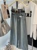 Retro Light Blue Cropped Jeans for Women Loose Straight Leg Slim Fit Wide Leg Style Suitable for Petite Women_mkmklike.com
