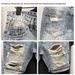 Men's Straight Leg Loose Fit Jeans Shorts Tear Hole Thin Summer Pants Korean Style Five-Pointed Jeans Casual Cotton Shorts_mkmklike.com