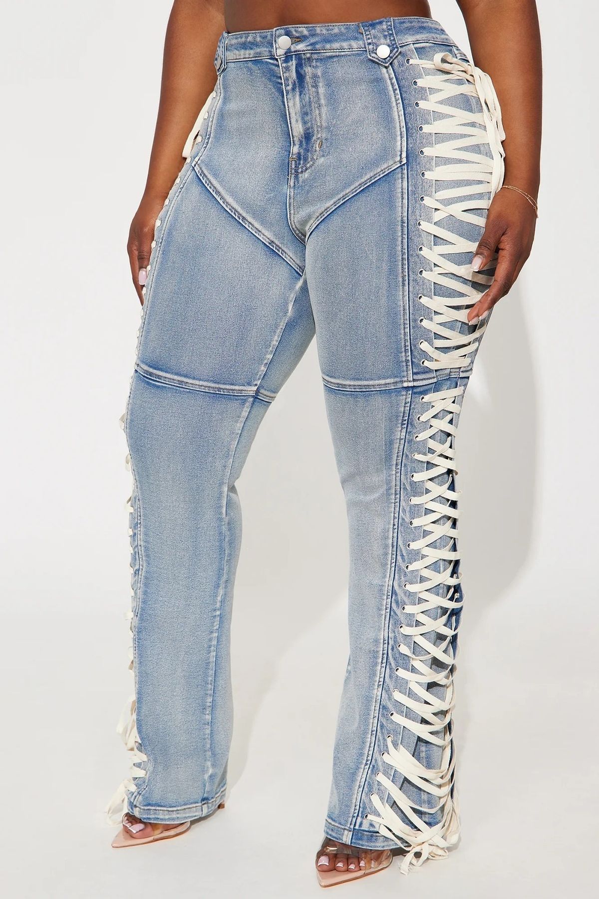 Y2K High Waist Lace Up Jeans For Women Casual High Elastic Long Pants_mkmklike.com