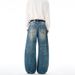Men's Clothing American Streetwear Dirty Splatter Paint Curved Jeans Loose Fit Floor Length Pants Wear For Men And Women Unique Design_mkmklike.com