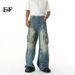 EF JEANS | 2025 Spring New European And American Style Hand-painted Graffiti Heavy Industry Multi-pocket Tooling Jeans Trendy Men_mkmklike.com