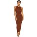 Women's Clothing new women's fashion round neck sleeveless temperament slim hip dress _mkmklike.com