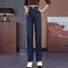 Elastic Waist Wide-Leg Jeans For Women, Fall/Winter 2025 New Popular High-Waisted Pants, Vintage Fleece-Lined Slim_mkmklike.com