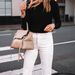 Women's Clothing Simple Stretch White Trousers Women's Slim Fit Stretch White Jeans - High Waist Straight Leg Trousers For Casual & Business Wear_mkmklike.com