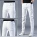White Slim Fit Elastic Jeans Men's Fashion Long Pants Spring New Youth Denim_mkmklike.com