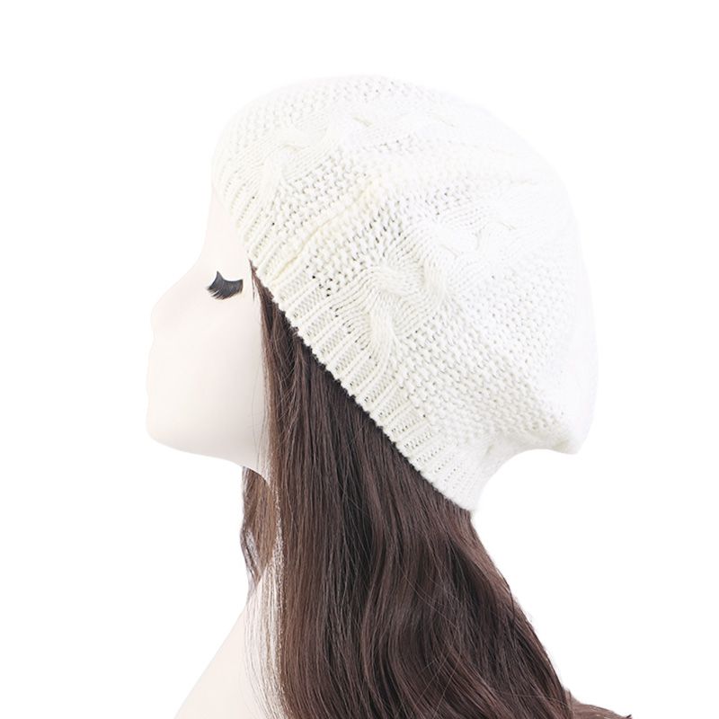 Hot Sale New Women Casual Plain Color Knitted Beret Winter Warm Vintage Wool French Artist Beanie Cap Painter Girls Acrylic Hat_mkmklike.com