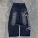 Women's High-Waisted Printed Denim Jeans Loose Fit Straight Leg Wide Leg Pants Machine Washable Trendy_mkmklike.com