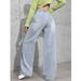 Women's High Waisted Straight Leg Casual Pants - Summer Loose Fit Trousers In Blue, Gray-Blue & Pink_mkmklike.com