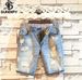 Short Jeans Pants For Men Ripped Blue With Pockets Original Man Denim Shorts Sale Xl Cowboy Thin Vintage Y2k Fashion Cut_mkmklike.com