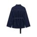 K Women's Fashion Casual Suit With Elegant Temperament, Waist Strap, Cinched Waist, Lapel, Denim Suit_mkmklike.com